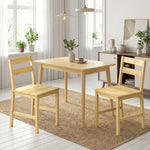 Lot de 2 chaises de salle à manger en bambou, chaises de cuisine sans accoudoirs avec assise à lattes, bois naturel