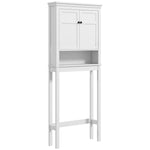 Meuble WC dessus de toilette meuble machine à laver meuble salle de bain placard 2 portes étagères réglables blanc