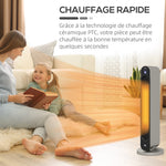Chauffage soufflant oscillant 1100/2200 W - mini radiateur céramique PTC - télécommande incluse - chauffage d'appoint