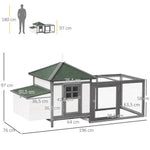 Poulailler cottage multi-équipement perchoir rampe pondoir enclos tiroir à déjection 196L x 76l x 97H cm bois massif pin gris blanc