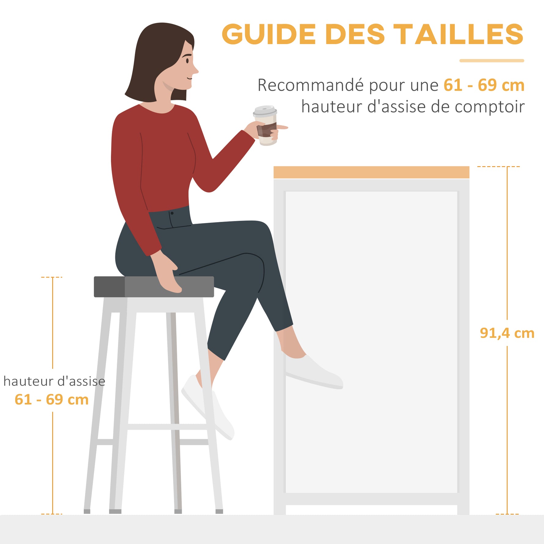 Ilot centra table de bar plateau latéral  rabattable et 3 étagères 120 x 76 x 91,4 cm Brun Rustique