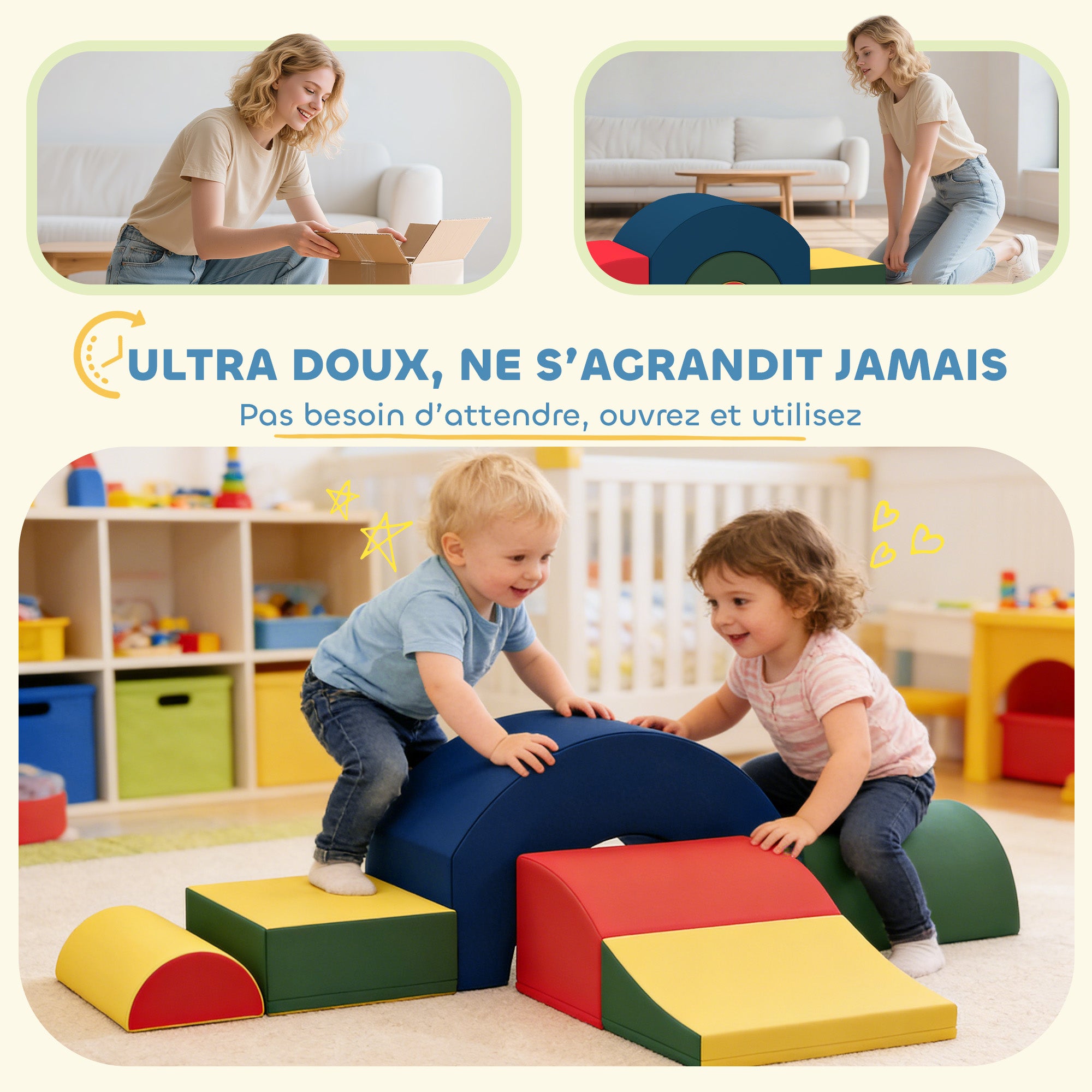 Module motricité bébé 5PCS parcours motricité bébé en mousse EVA pour enfants d'âge préscolaire, multicolore