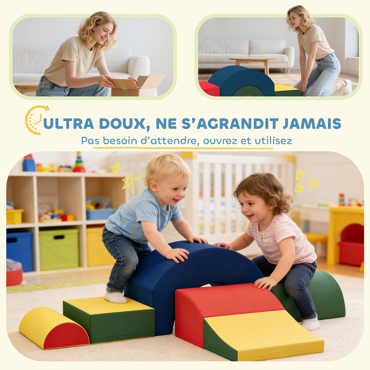 Module motricité bébé 5PCS parcours motricité bébé en mousse EVA pour enfants d'âge préscolaire, multicolore