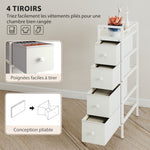 Ladekast met 4 opvouwbare stoffen lades, smalle opbergkast, moderne stijl, stalen frame, 20 x 43 x 81,5 cm, wit