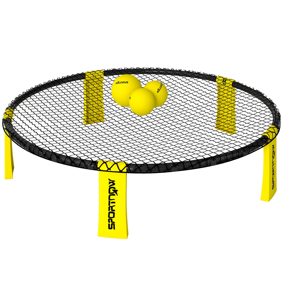 Set gioco di mini-pallavolo all'aperto con rete, 3 palloni e pompa, portatile con borsa per il trasporto gialla
