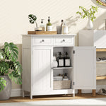 Meuble de salle de bain meuble de rangement 2 tiroirs placard double porte et étagère réglable 60 x 30 x 75 cm blanc