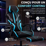 Ergonomic Gaming Chair, Reclining Mesh Gaming Chair with Adjustable Headrest, Lumbar Support, Black and Blue