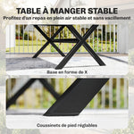 Ensemble de Salle à Manger Extérieur 7 Pièces pour 6 Personnes, Table et Chaises Empilables avec Lattes Effet Bois, Cadre en Aluminium, Gris
