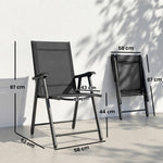 Lot de 4 Chaises de Jardin Pliantes Structure Acier Robuste sans Montage Dossier Haut Ergonomique 58x62x97cm Noir
