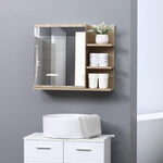 Armoire Miroir de Salle de Bain avec étagère - 3 étagères latérales - kit Installation Murale fourni - Panneaux Particules Aspect chêne Clair