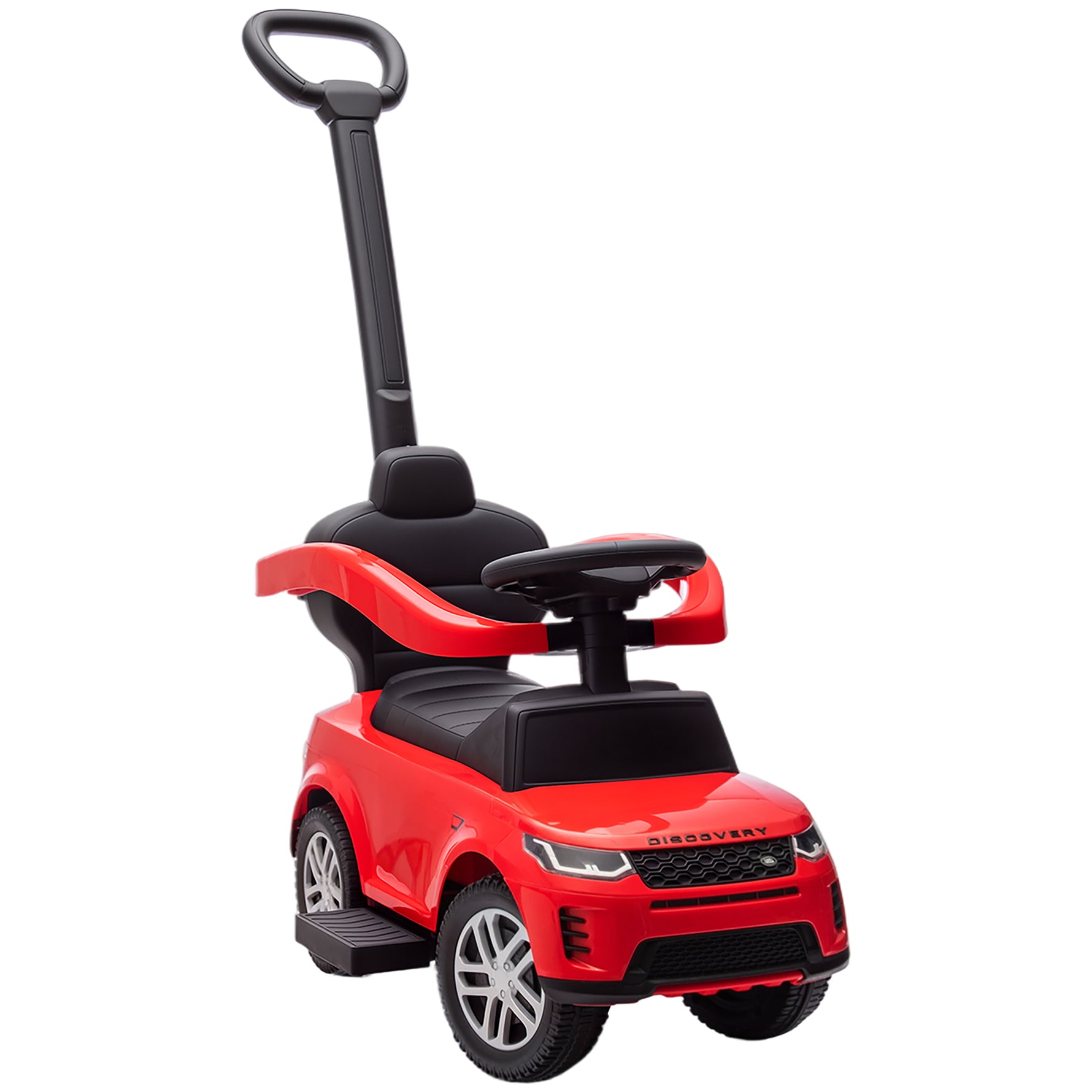 Porteur enfants Land Rover Discovery sous licence, porteur voiture à pousser avec poignée amovible, 84x40x94,5cm, rouge
