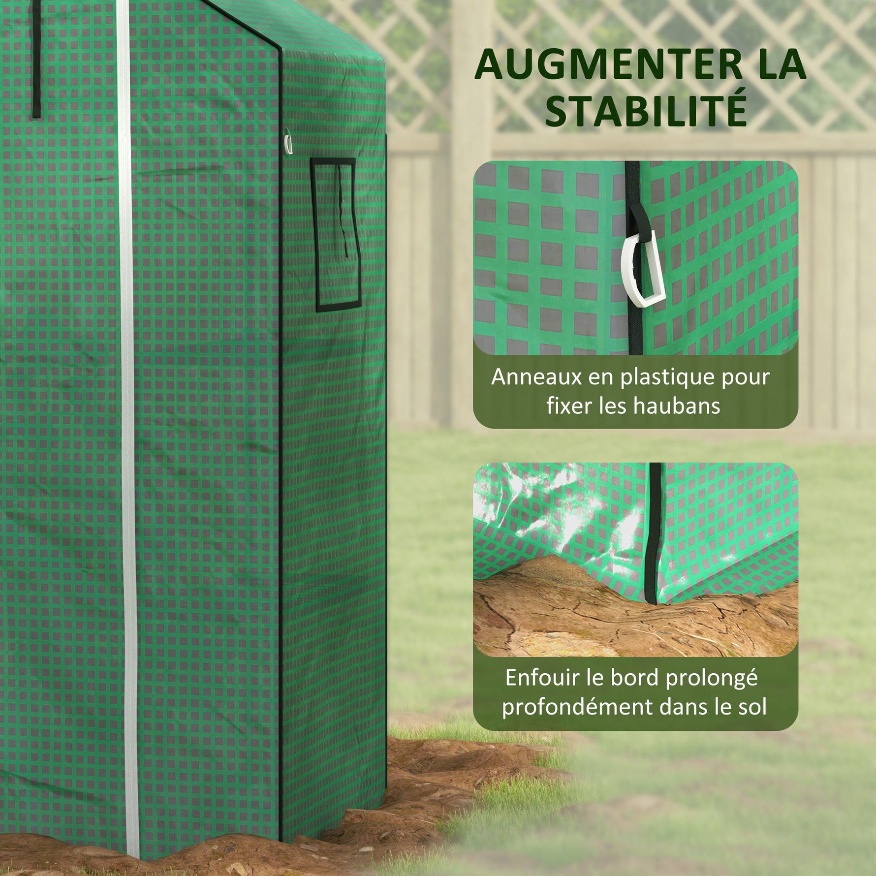 Bâche de remplacement pour serre de jardin 140 x 73 x 190 cm avec fenêtre, porte anti-UV pour le jardin - Vert