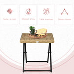 Table basse pliable de jardin style cosy chic dim. 40L x 40l x 40H cm métal époxy résine tressée bois naturel