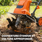 Motobineuse Électrique Motoculteur 1500W 6 Lames 65Mn Largeur 40cm Profondeur 20cm Pliable et Étanche IPX4 Orange