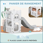 Toboggan pour enfants 5 en 1 avec panier de basket escalade télescope espace de rangement 70 x 177 x 92 cm gris
