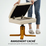 Fauteuil massant avec repose-pied, dossier inclinable jusqu'à 135°, coffre de rangement, télécommande