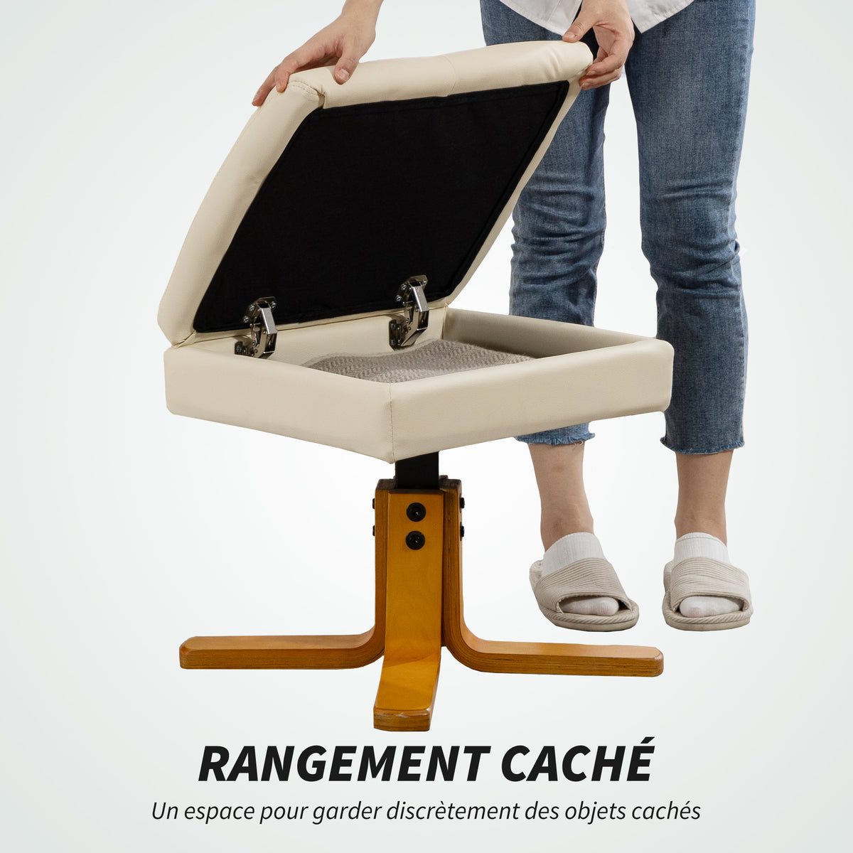 Fauteuil massant avec repose-pied, dossier inclinable jusqu'à 135°, coffre de rangement, télécommande
