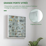Vitrine pour collection vitrine murale 80 x 9,5 x 83 cm 6 étagères réglables en hauteur 2 portes coulissantes en verre