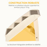 Escalier pour Chien Pliant à 4 Marches Antidérapantes, Escalier pour Animaux en Plastique, 62 x 38 x 49,5 cm, Beige
