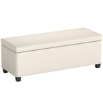 Banc de rangement bout de lit en velours côtelé avec couvercle, pour salon, chambre, entrée, 112 x 42 x 40 cm, beige