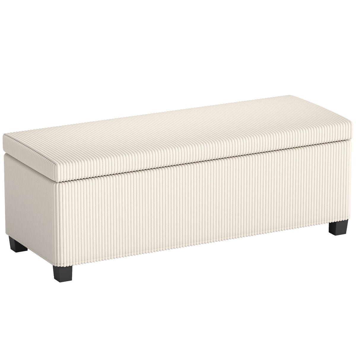 Banc de rangement bout de lit en velours côtelé avec couvercle, pour salon, chambre, entrée, 112 x 42 x 40 cm, beige