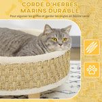 Panier rond chien sur pieds style cosy chic grand confort coussin moelleux intégré Ø 48 x 24,5H cm beige