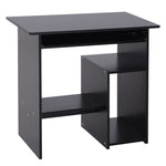 Bureau d'ordinateur, bureau avec rangement, plateau pour clavier et support de moniteur, 80 x 45 x 75 cm, noir