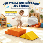 Baby-Motorikparcours 5-tlg., Baby-Motorikmodul aus Schaumstoff, Bällebad, waschbarer Veloursbezug, bunt