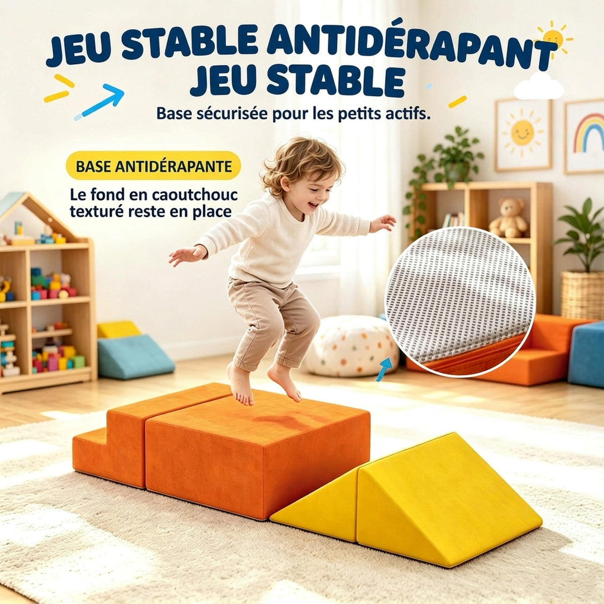 Baby-Motorikparcours 5-tlg., Baby-Motorikmodul aus Schaumstoff, Bällebad, waschbarer Veloursbezug, bunt