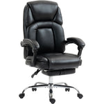 Chaise Bureau Ergonomique, Fauteuil de Bureau Inclinable, Assise rembourrée en PU, Hauteur Réglable, Noir