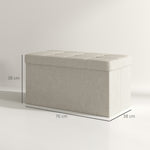 Banc de rangement pouf de rangement pliable bout de lit repose-pieds avec couvercle capitonnée 76L x 38l x 38H cm crème