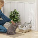 Bac à litière en acier inoxydable, maison de toilette pour chat, bords hauts, nettoyage facile, 43,1x33,2x25,4cm, gris