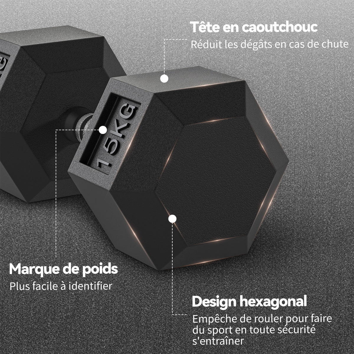 Juego de 2 mancuernas de 30 kg, mancuerna hexagonal para entrenamiento muscular y halterofilia, negro