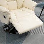 Fauteuil de relaxation inclinable pivotant repose-pied réglable, jusqu'à 150 kg, pour salon, chambre, home cinéma, crème