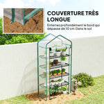 Serre de jardin PVC avec étagères 5 niveaux, serre de balcon, châssis en acier, porte zippée, 90x49x193cm, transparent