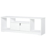 Meuble TV Banc TV Design Contemporain - 3 niches, Placard Double Porte - dim. 120L x 30l x 41H cm - Panneaux Particules Blanc