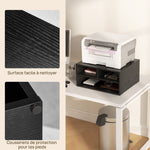 Organizador de escritorio aspecto negro con 3 compartimentos para suministros y soporte de impresora 47 x 40 x 22,5 cm