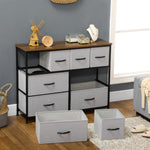 Commode 8 tiroirs meuble de rangement tiroir en tissu pliant - structure acier noir - 100 x 30 x 78 cm