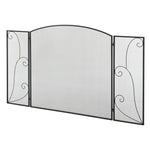 Pare-feu pour cheminée ou poêle design élégant Pare-étincelles 3 Volets Pliables dim. 132,5L x 76,5H cm Acier métal Noir