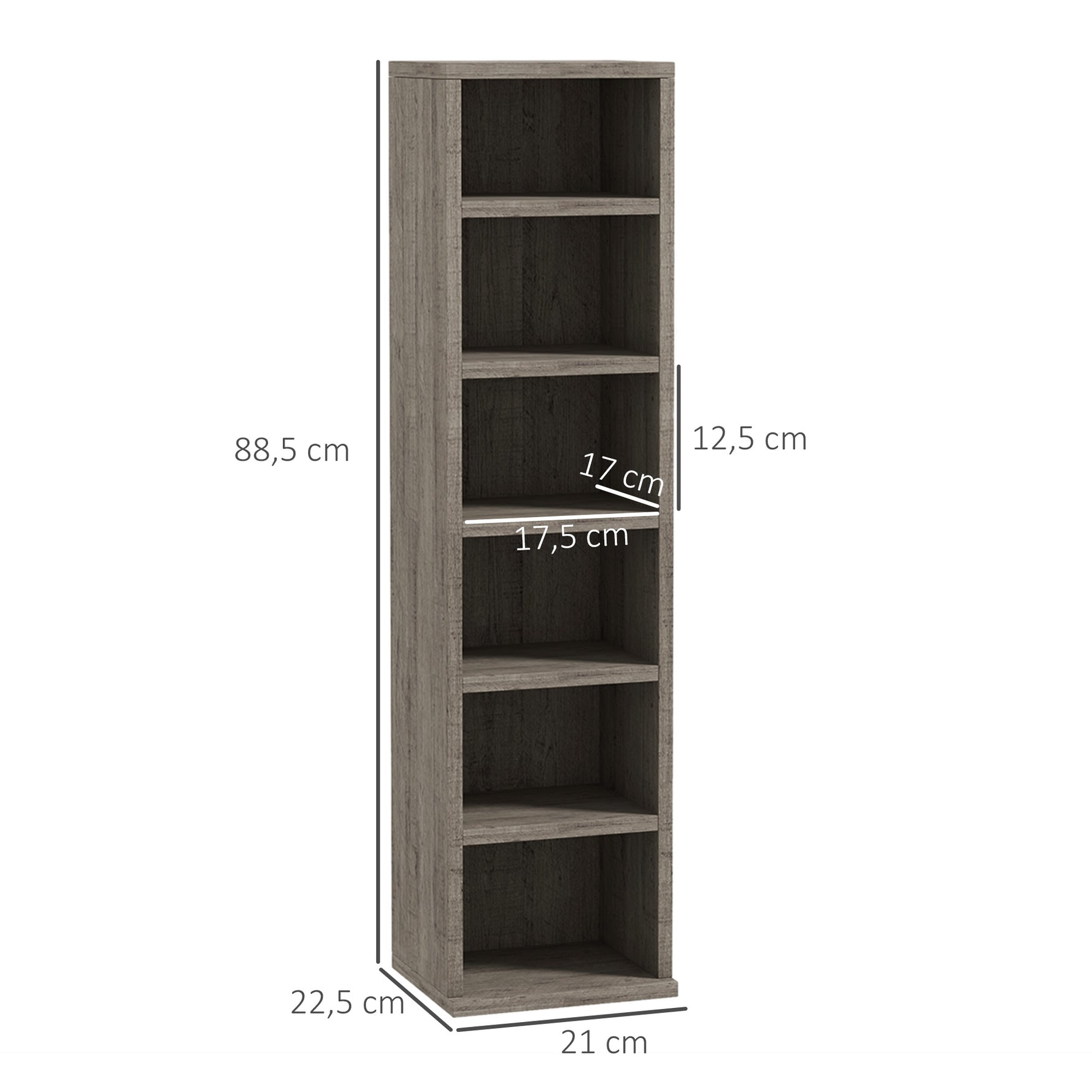 Lot de 2 étagères colonnes armoire de rangement CD-DVD 12 compartiments 21 x 22,5 x 88,5 cm capacité 204 CD gris foncé