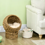 Panier chat lit surélevé chat cosy niche grotte à chat grand confort dim. 40L x 37l x 51H cm coussin moelleux beige inclus