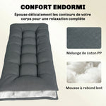 Coussin Bain de Soleil Chaise Longue en Mousse à Mémoire avec Sangles, Protection UV50+, 198x65x13cm, Gris foncé