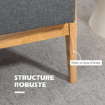 Canapé 3 places 154,5, canapé scandinave avec dossier capitonné, assise rembourrée et accoudoirs, gris