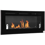 Cheminée bioéthanol Murale encastrable brûleur 2,8 L, environ 3,5 h de durée de combustion dim. 102L x 16l x 43H cm Couverture 25-30 m² Métal