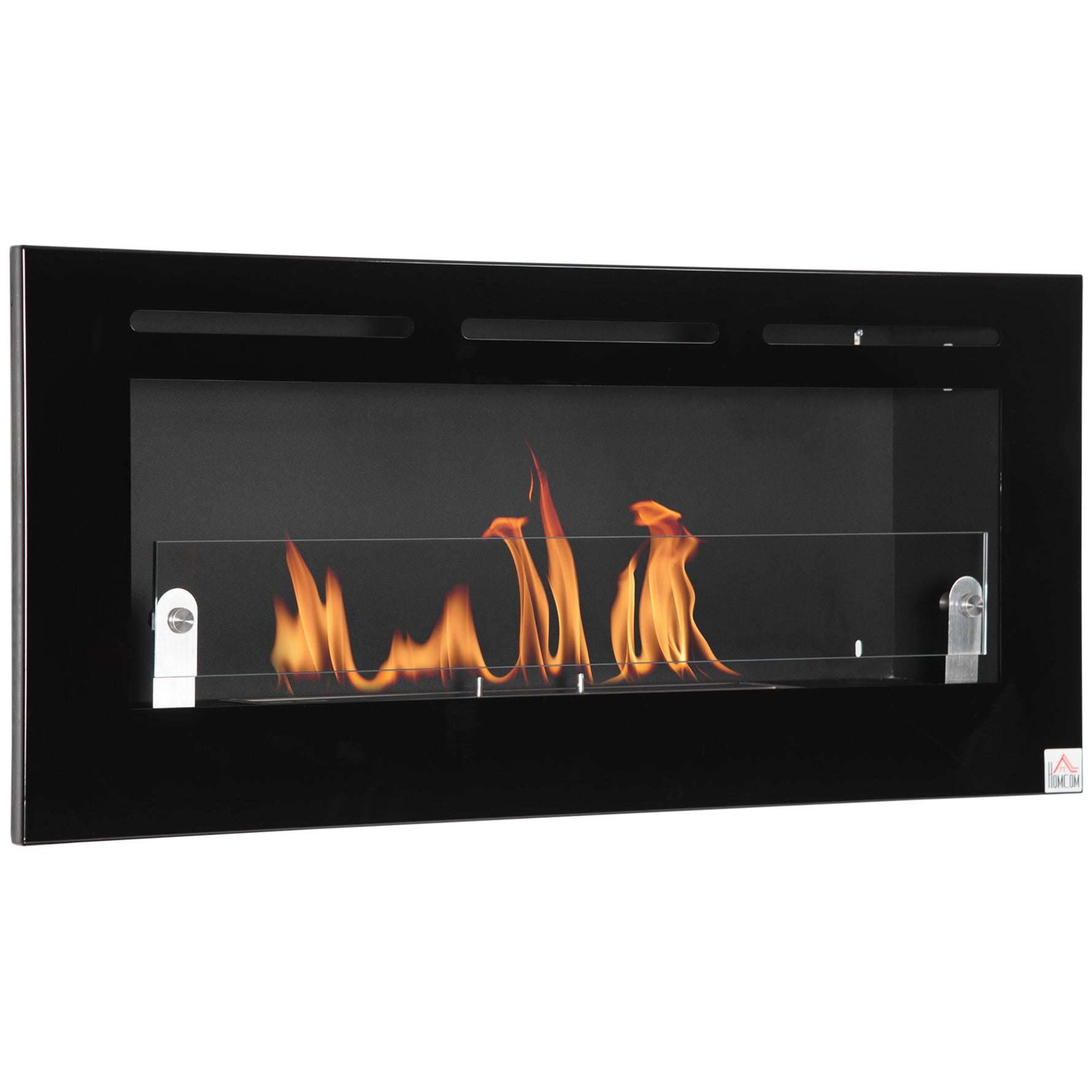 Cheminée bioéthanol Murale encastrable brûleur 2,8 L, environ 3,5 h de durée de combustion dim. 102L x 16l x 43H cm Couverture 25-30 m² Métal