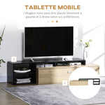 Meuble TV banc TV jusqu'à 65 pouces avec étagère amovible style contemporain porte basculante pour salon chambre