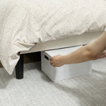 Cadre de lit double 140 x 190 cm lit 2 personnes tête de lit réglable sommier 150 x 198 x 101/106/111/116/121 cm crème