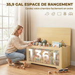 Coffre de Rangement en Rotin 136L, Banc Coffre avec Couvercle Relevable et 2 Charnières de Sécurité, Chêne