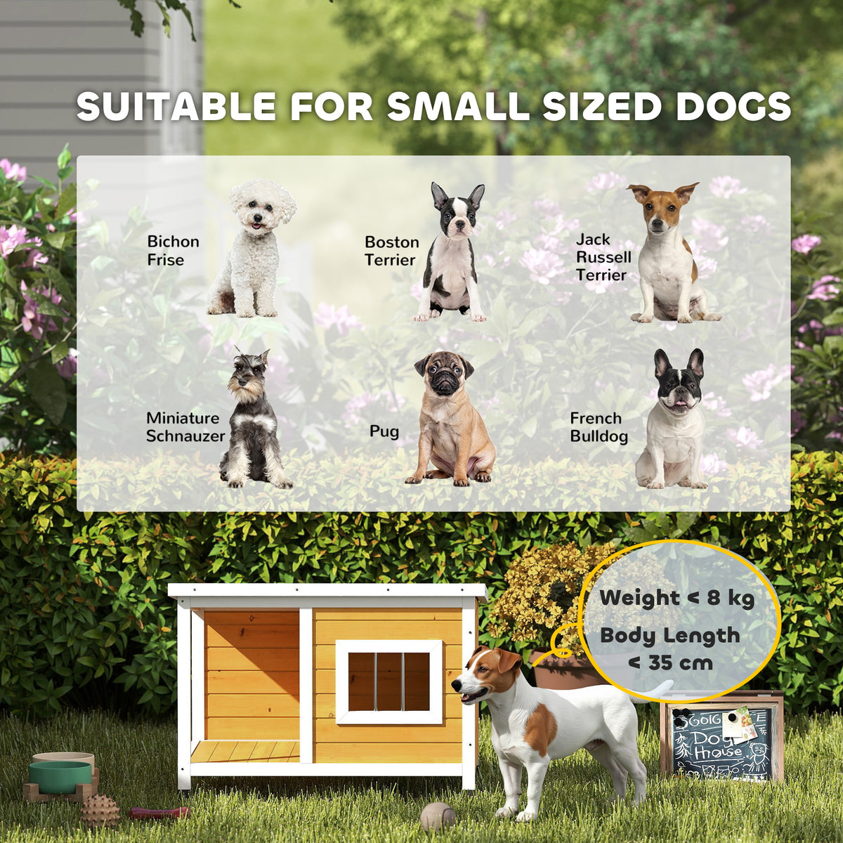 Niche pour chien extérieur maison chien intérieur en bois avec toit ouvrant et fenêtre 85,5L x 62l x 60H cm orange