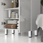 Mobile bagno con 2 cassetti, armadietto a doppia anta e ripiani regolabili 60 x 30 x 93 cm bianco lucido